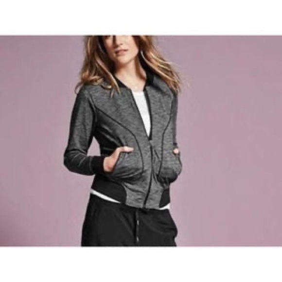 ATHLETA SIZE XS bombtastic zip up bomber jacket heathered black grey - Picture 2 of 8